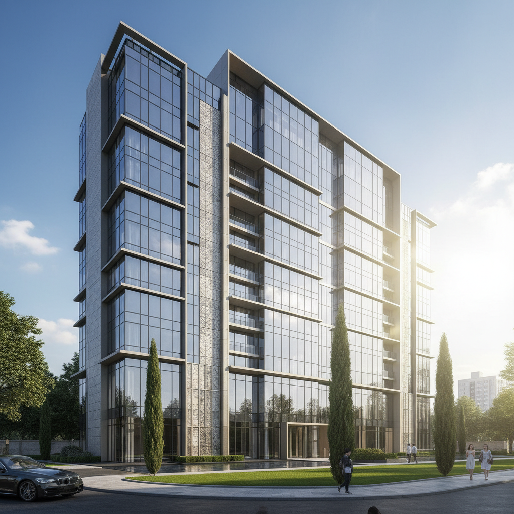 Luxury modern residential building exterior with premium architecture